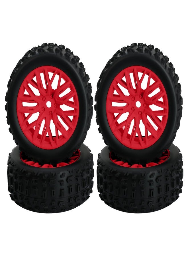 POLANTA 4Pcs RC Wheels and Tires for Arrma 1/18 Typhon Grom RC Crawler Car (Red) - Image 1